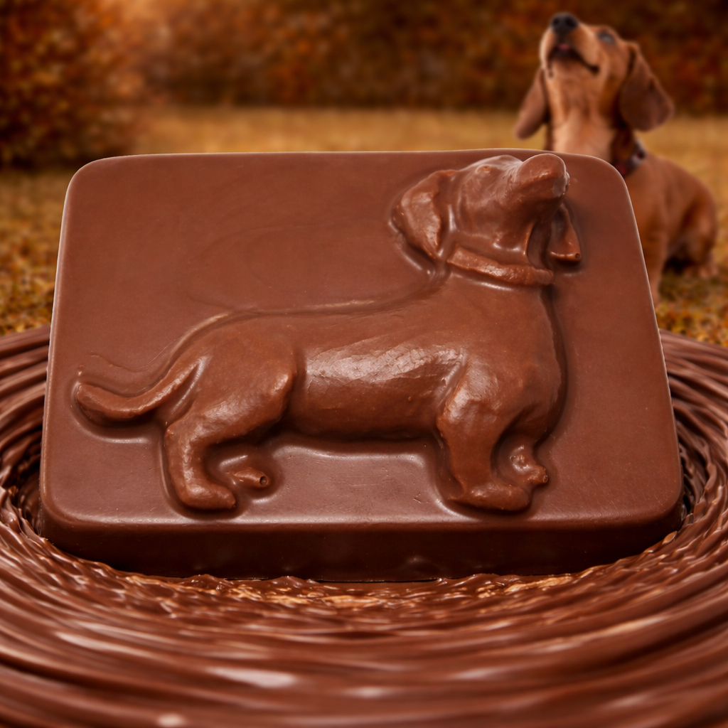 Dackel mit eckigem Hintergrund