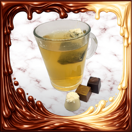 3 Pralinen mit einem Glas Tee