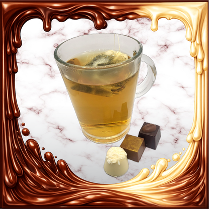 3 Pralinen mit einem Glas Tee