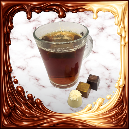 3 Pralinen mit einem Glas Tee