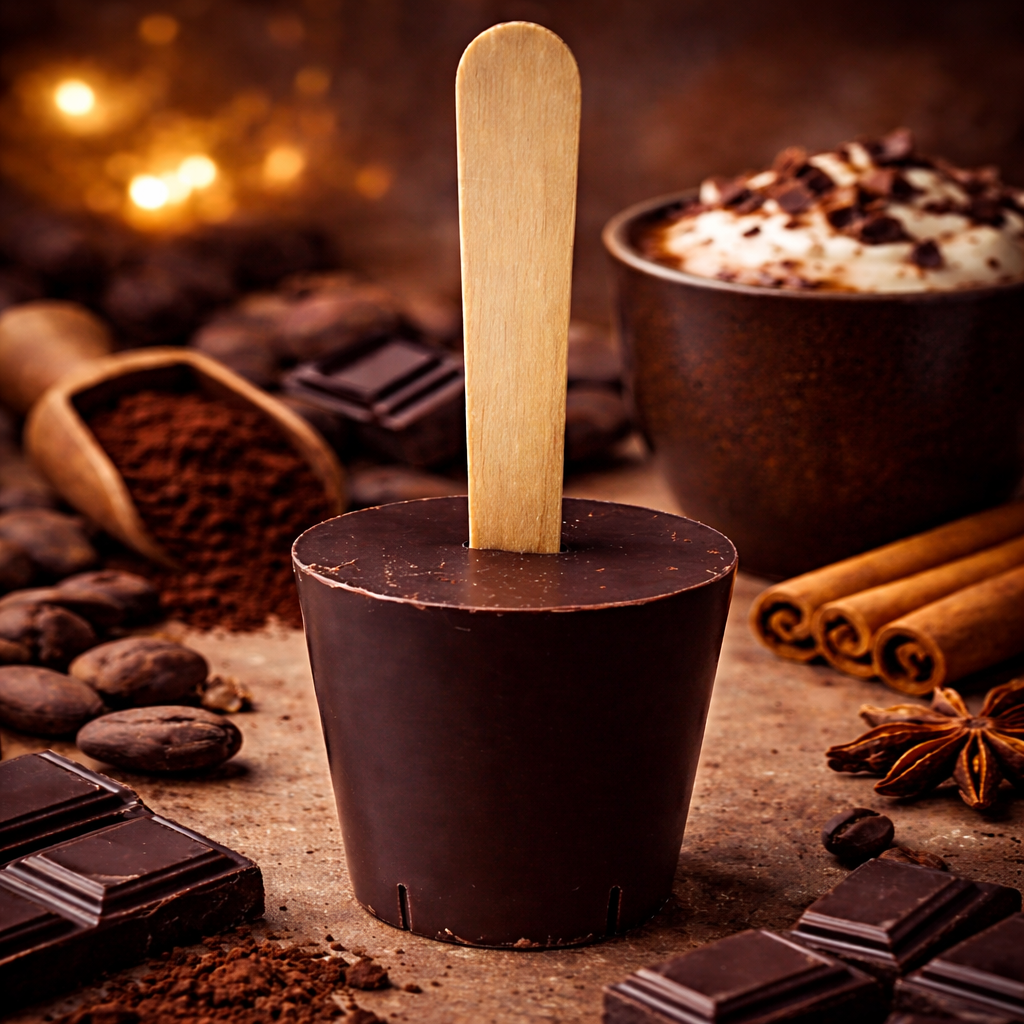 Trinkschokolade am Holzlöffel