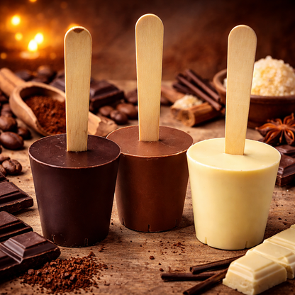 Trinkschokolade am Holzlöffel