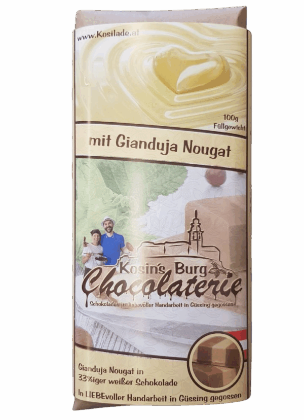 Gianduja Nougat Weiße Schokolade • Gefüllte Tafel