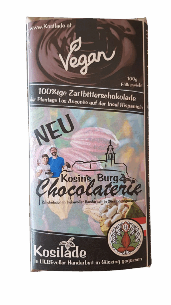 Pure 100%ige Zartbitterschokolade • Ganze Tafel