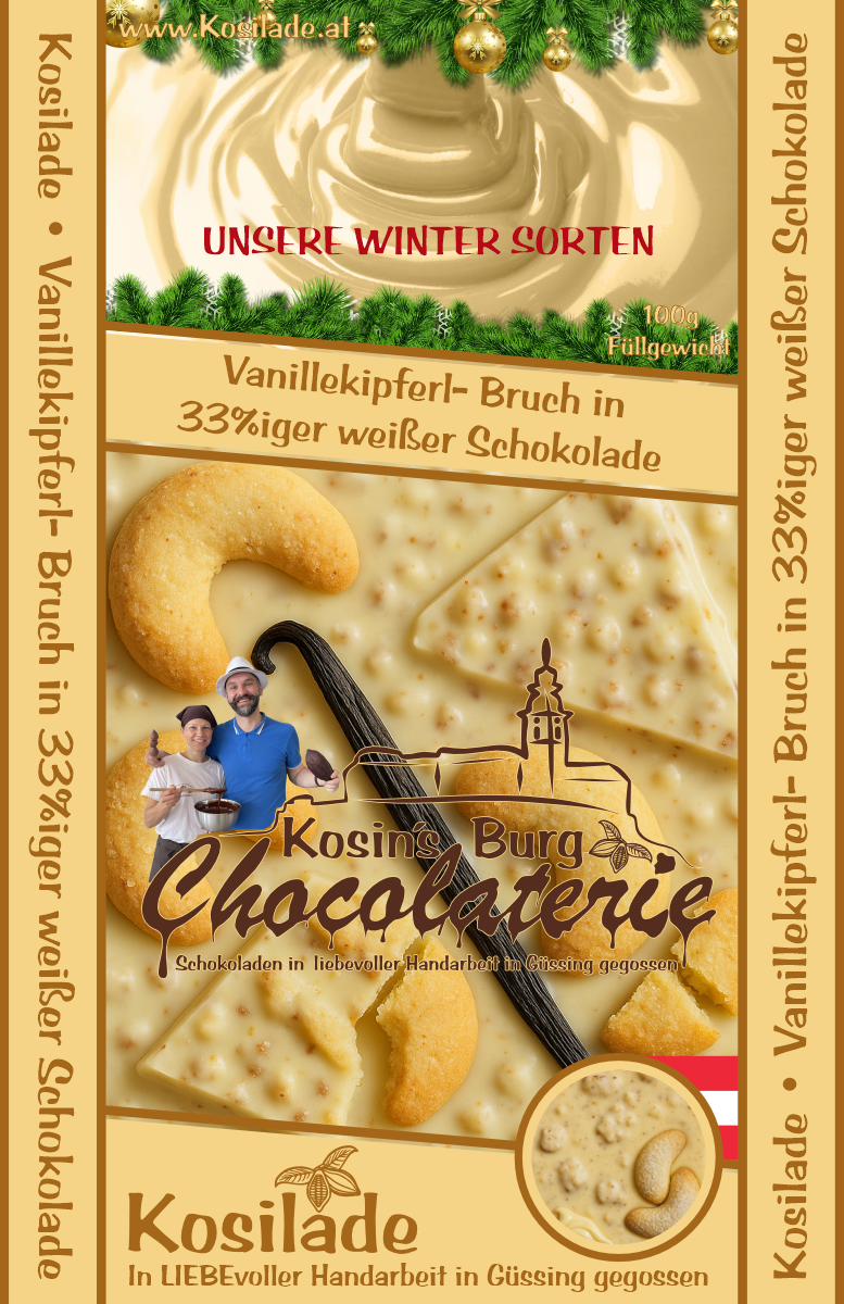 Vanillekipferl • Weiße Schokolade • Ganze Tafel